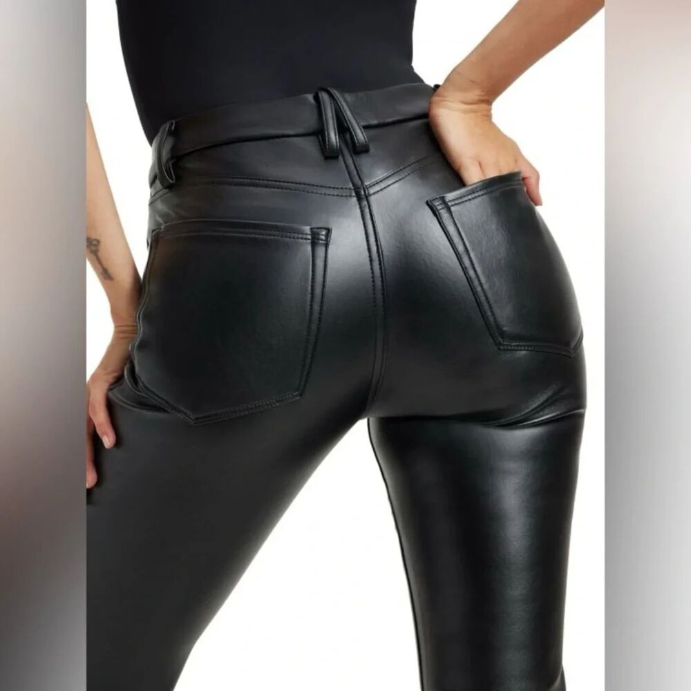 Good American Faux Leather Flare Leg Trousers